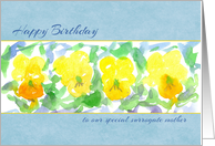 Happy Birthday Surrogate Mother Yellow Pansies Watercolor card