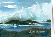 With Sympathy Ocean Waves Rocks Seascape Watercolor Art card