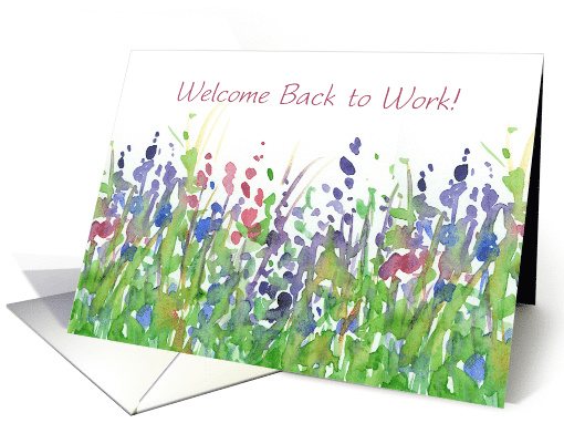 Welcome Back To Work Purple Wildflowers Watercolor Painting card