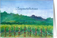 Congratulations Vineyard Roses Mountains Landscape Watercolor card