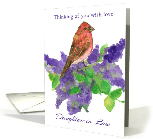 Thinking of You With Love Daughter-in-Law Purple Finch Lilac card