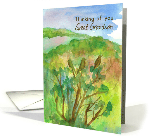 Thinking of You Great Grandson Birds Desert Sagebrush card (1383946)