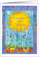 Summer Solstice Midsummer’s Eve Party Invitation Sun Moon Stars card