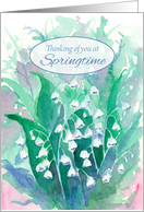 Thinking of You At Springtime Lily of the Valley Flowers Watercolor card