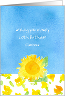 Happy 20th Birthday Custom Name Yellow Sunflower card