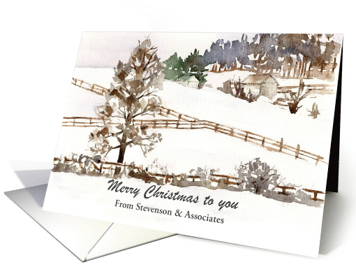 Merry Christmas Farm Snow Scene Business Custom card (1391682)