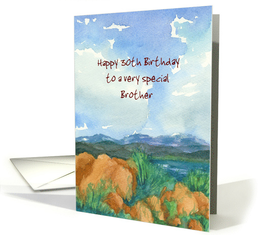 Happy 30th Birthday Custom Name Landscape Watercolor Painting card