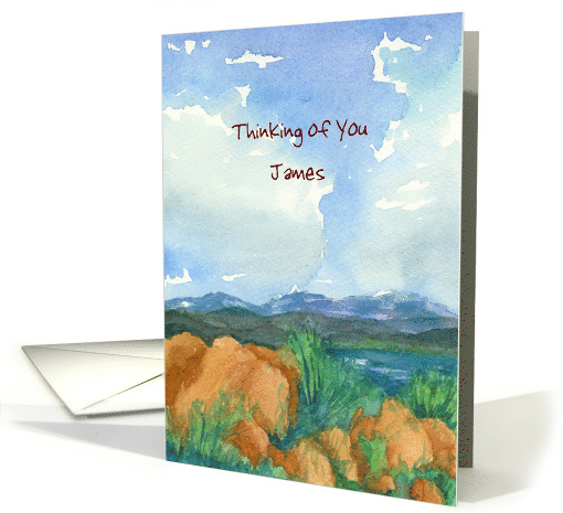 Thinking of You Custom Name Landscape Watercolor Painting card