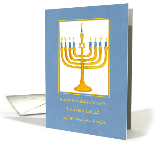 Custom Happy Hanukkah Menorah Candles Watercolor Illustration card