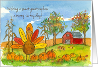 Happy Thanksgiving Sweet Great Nephew Turkey Red Barn card