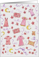 Girls Pajama Party Invitation Crescent Moon Teddy Bears card
