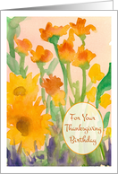 For Your Thanksgiving Birthday Sunflowers Watercolor Painting card