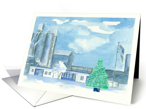 Custom Business Christmas Card Name Tree Watercolor Illustration card
