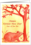 Happy Chinese New Year Of The Rat Watercolor Illustration card