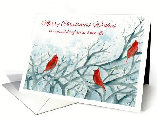 Merry Christmas Wishes Daughter and Wife Red Cardinals card (1412774)