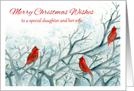 Merry Christmas Wishes Daughter and Wife Red Cardinals card