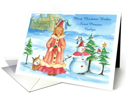 Merry Christmas Princess Castle Snowman Custom Name card (1414188)
