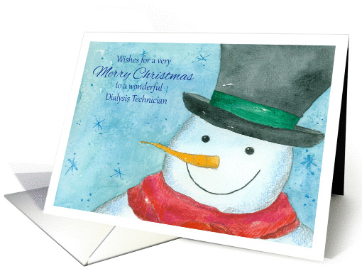 Merry Christmas Dialysis Technician Snowman Watercolor... (1414472)