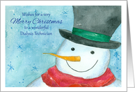 Merry Christmas Dialysis Technician Snowman Watercolor Illustration card