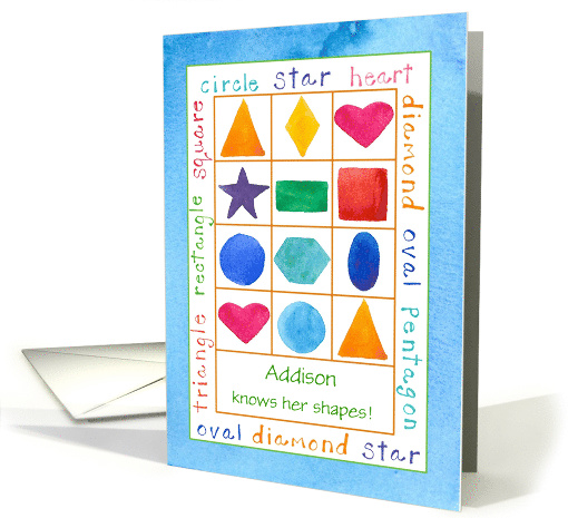 Child Congratulations Learning Shapes Triangle Square Custom Name card