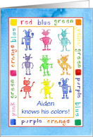Child Congratulations Learning Colors Robots Custom Name card