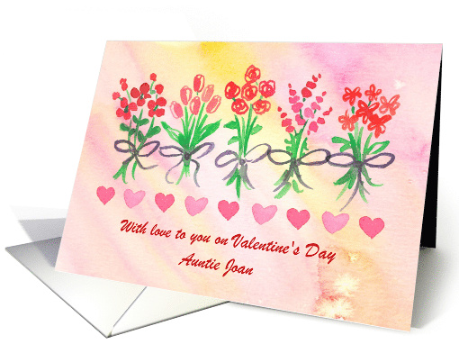 Happy Valentine's Day Aunt Custom Relation Flower Bouquet card