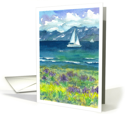 Happy Birthday Sailing Mountain Lake Lupine Wildflowers... (1422078)