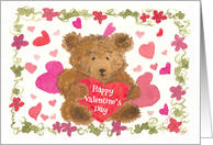 Happy Valentine’s Day Teddy Bear Red Hearts card