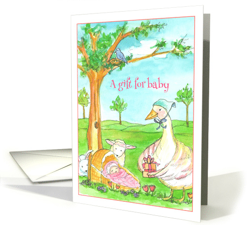 A Gift for Baby Goose Lamb Bunny Animals card (1432448)