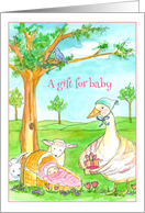 A Gift for Baby Goose Lamb Bunny Animals card