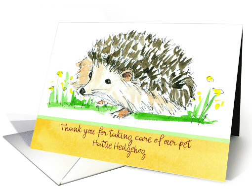 Pet Sitter Thank You Hedgehog Animal Drawing Custom card (1440002)