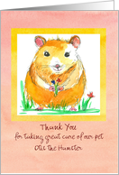 Pet Sitter Thank You Hamster Animal Drawing Custom card