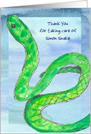 Pet Sitter Thank You Snake Reptile Drawing Custom card