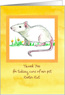Pet Sitter Thank You White Rat Drawing Custom card