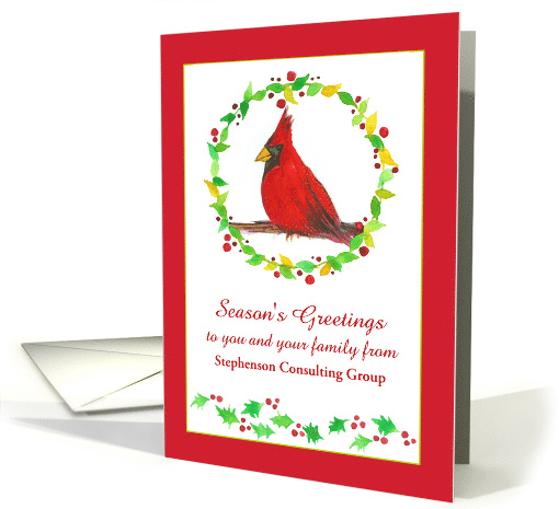 Season's Greetings Red Cardinal Bird Business Custom Name card