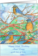 Happy 100th Birthday Aunt Bluebirds Custom Name card