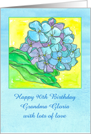 Happy 90th Birthday Blue Hydrangea Flower Custom Name card