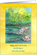 Happy 100th Birthday River Watercolor Painting Custom Name card