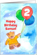 Happy Birthday Brown Teddy Bear Balloons Custom card