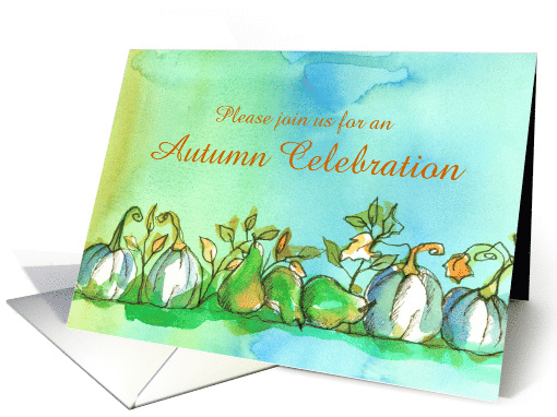 Autumn Season Party Invitation Ghost Pumpkins Pears Custom card