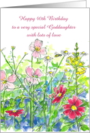 Happy 40th Birthday Goddaughter Watercolor Flowers card
