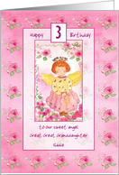 Happy 3rd Birthday Great Great Granddaughter Rose Angel Custom card