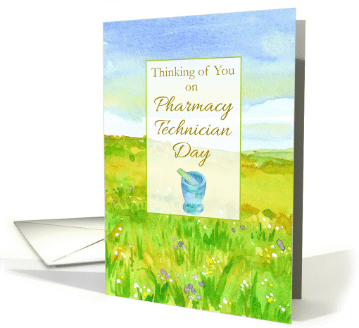 Pharmacy Technician Day Wildflower Meadow Landscape Watercolor card