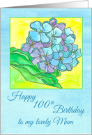 Happy 100th Birthday Mum Hydrangea Flower Watercolor card
