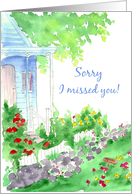 Sorry I Missed You Neighborhood Welcome Cottage Watercolor card
