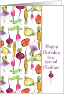 Happy Birthday Dietitian Watercolor Vegetables card