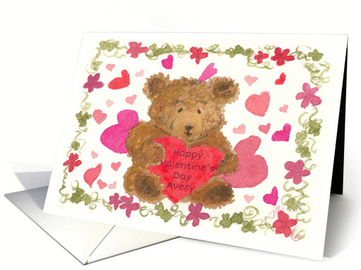 Happy Valentine's Day Teddy Bear Custom Name card (1462408)
