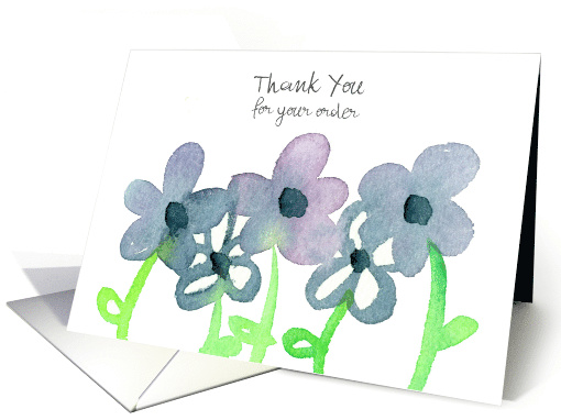Thank You For Your Purchase Gray Flowers Custom card (1463072)
