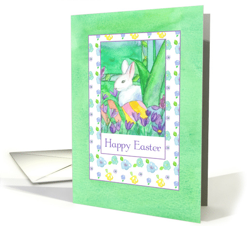 Happy Easter White Rabbit Painted Eggs card (1464146)