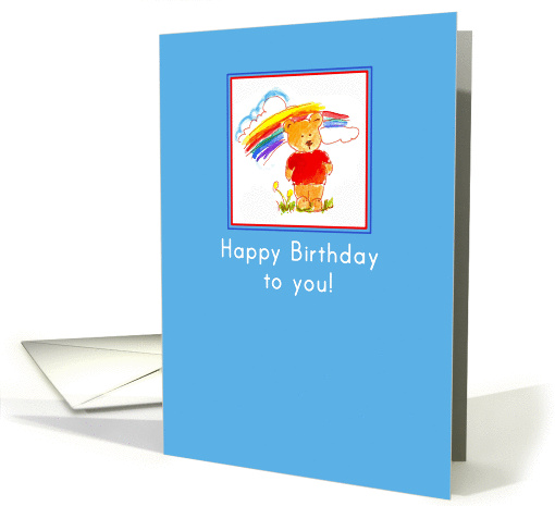 Happy Birthday To You Teddy Bear Red Shirt Rainbow card (146482)